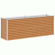 Helloshop26 - Jardinière surélevée design industriel extérieur 195 x 50 x 68 cm drainage optimal en acier galvanisé marron clair 02_0059040 - mar