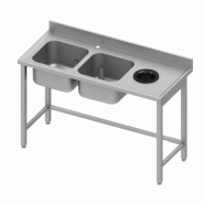 Plonge avec trou vide dechets inox 2 bacs à gauche sans étagère1900... - P931026190_0