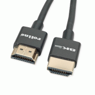 ROLINE Câble HDMI Ultra HD 8K avec Ethernet, Slim, M/M, noir, 2 m