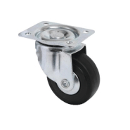 Roulette pivotante sur platine  charge 40kg roue caoutchouc diamÈtre 65mm moyeu lisse