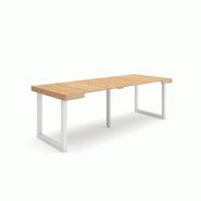 SKRAUT HOME Table console extensible, 220, Pour 10 personnes, Pieds bois massif, Chêne - beige Bois manufacturé 300_18