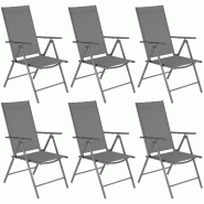 TecTake GmbH tectake Chaises de jardin pliantes avec dossier réglable, en tissu maillé - Lot de 6 gris anthracite - noir acier 406695 TecTake GmbH tectake Chaises de jardin pliantes avec dossier réglable, en tissu maillé - Lot de 6 gris anthracite - noir acier 406695