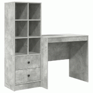 VidaXL Bureau avec tiroir 2 pcs Gris béton Modèle Titan Modern Élite - 3337356