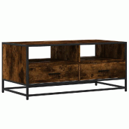 VidaXL Table basse chêne fumé 100x50x45 cm bois d'ingénierie et métal Modèle Nectar Moderne - 848786
