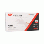 100 "WORK-INN/PS" Gants nitrile non poudrés "White Soft" blanc Taille : L - blanc Nitrile 4250478401168