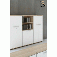 Armoire avec niche bibliothèque - MDD - Blanc