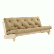 BANQUETTE CONVERTIBLE FRESH PIN COLORIS BEIGE BLÉ COUCHAGE 140*200 CM.