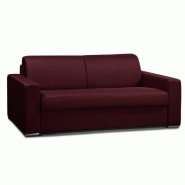 CANAPÉ CONVERTIBLE 3- ALLURE MATELAS MÉMORY  20CM  LATTES 160CM CUIR VACHETTE BORDEAUX