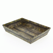 Corbeille carton rectangle "Lame" décor bois 33x20x7cm - par 30