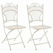Décoshop26 - Lot de 2 chaises pliables pour jardin terrasse balcon design rustique en métal crème vieilli 10_0002830 - 3000251234886 Décoshop26 - Lot de 2 chaises pliables pour jardin terrasse balcon design rustique en métal crème vieilli 10_0002830 - 3000251234886