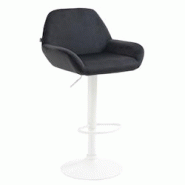 Décoshop26 - Tabouret de bar en velours rembourré noir base trompette métal blanc mat TDB10416 - blanc 3000458469609 Décoshop26 - Tabouret de bar en velours rembourré noir base trompette métal blanc mat TDB10416 - blanc 3000458469609