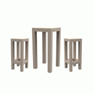 Ensemble JUT table + 2 tabourets - écru