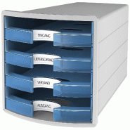 HAN Module de rangement IMPULS 2.0 Trend Colour, 4 tiroirs A4+, coloris gris clair/bleu translucide - 1013-64