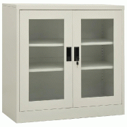 Helloshop26 - Armoire de bureau gris clair 90 x 40 x 90 cm avec 2 étagères réglables design iconique en acier gris clair 02_0046803 - gris verre 30