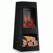 KAMINIO Cheminée  électrique de jardin KAI L - Brasero électrique d'extérieur avec chauffage, effet de flamme 3D,lumière d' ambiance LED - Large,