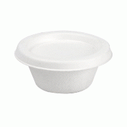 Pot sauce bagasse blanc + couvercle 60ml - par 50