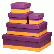 Set de 5 boîtes gigognes Rhodiarama, finition simili cuir italien, coloris violet - violet 318980C