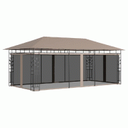 VidaXL Belvédère avec moustiquaire 6x3x2,73 m Taupe 180 g/m² Modèle Atlas Plus - marron 312253