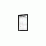 Vitrine EDGE ép. 54 mm - 4 A4 - Ht 760 x 530 mm, Avec Bandeau-titre