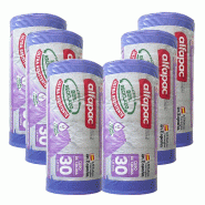 Alfapac - Sacs poubelle à fermeture automatique 30 L 55 x 60 cm « Lavande », 6 rouleaux x 15 unités (80 % recyclés) - violet PK6982