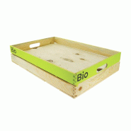 Cagette bois rectangle gm + faux fond + logo bio - Cagette bois rectangle gm + faux fond + logo bio -