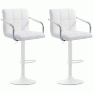 CLP Lot de 2 Tabourets de Bar Lucy V2 en Similicuir Blanc /Blanc - blanc polyester 315833 CLP Lot de 2 Tabourets de Bar Lucy V2 en Similicuir Blanc /Blanc - blanc polyester 315833