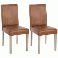 Décoshop26 - Lot de 2 chaises de salle à manger synthétique marron vieilli style vintage pieds en bois clair 04_0000432 - marron 3000010432690 Décoshop26 - Lot de 2 chaises de salle à manger synthétique marron vieilli style vintage pieds en bois clair 04_0000432 - marron 3000010432690
