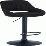Décoshop26 - Tabouret de bar x1 réglable en hauteur en tissu noir dossier ajouré et pied métal noir 10_0005901 - noir métal 3000265288516
