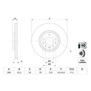 Disque de frein Bosch 0986479113 - ventilé - 5 trous - épaisseur 25 mm - côté avant Disque de frein Bosch 0986479113 - ventilé - 5 trous - épaisseur 25 mm - côté avant