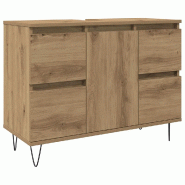 Helloshop26 - Armoire de salle de bain bois d'ingénierie 80 x 33 x 60 cm avec 4 tiroirs style industriel en bois chêne artisanal 02_0051116 - Bois m