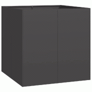 Helloshop26 - Jardinière cubique moderne extérieur 80 x 80 x 80 cm avec fond ouvert design élégant en acier noir 02_0051563 - vert acier 3000236981408