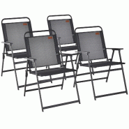 Helloshop26 - Lot de 4 chaises de jardin pliantes 55 x 68 x 84 cm confortables et légères moderne en métal noir 20_0019392 - noir 3000232914165