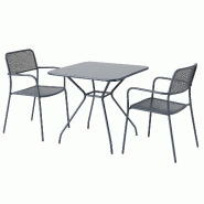 Oviala Business Ensemble table et 2 fauteuils de jardin gris anthracite - gris acier 114247