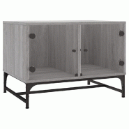 VidaXL Table basse avec portes en verre sonoma gris 68,5x50x50 cm Modèle Atlas Infinite Ligne - 836544