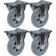 160mm 6" roulette en acier inoxydable caoutchouc gris, fixe, 540kg, jeu de 4 160mm 6" roulette en acier inoxydable caoutchouc gris, fixe, 540kg, jeu de 4
