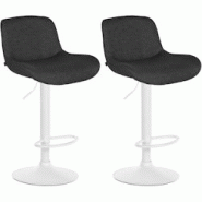 CLP Lot de 2 tabourets de bar Solon blanc Noir /Velours - noir textile 326580 CLP Lot de 2 tabourets de bar Solon blanc Noir /Velours - noir textile 326580