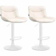 CLP Lot de 2 tabourets de bar Vonore en similicuir Crème/Blanc - beige polyester 325224 CLP Lot de 2 tabourets de bar Vonore en similicuir Crème/Blanc - beige polyester 325224