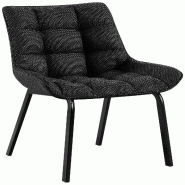 Décoshop26 - Chaise de salle à manger x1 en tissu gris titane généreusement rembourrée piètement en métal noir 10_0007296 - gris métal 3000266041097