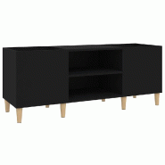 Helloshop26 - Armoire à disques pratique 121 x 38 x 48 cm style classique meuble TV en bois noir 02_0049189 - noir Bois massif 3000235705098