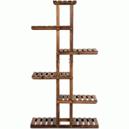 Helloshop26 - Étagère à fleurs 75 x 25 x 140 cm support de 10 kg design asymétrique moderne en bois de sapin naturel 20_0020074 - 3000233291999