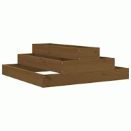 Helloshop26 - Jardinière bac lit surélevé plantes fleurs terrasse jardin 80 x 80 x 27 cm bois massif de pin marron 02_0037903 - 3000217833511_0