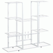 Helloshop26 - Jardinière étagère de rangement salon jardin 94,5 x 25 x 89 cm en fer blanc 02_0047086 - blanc 3000234587008