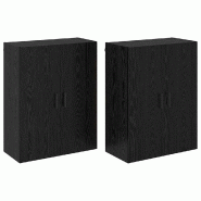 Helloshop26 - Lot de 2 armoires murales modernes avec portes à charnières 69,5 x 34 x 90 cm en bois d'ingénierie chêne noir 02_0056051 - noir Bois