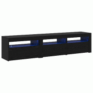 Helloshop26 - Lot de 2 meubles TV minimalistes avec éclairage LED rangement 180 x 35 x 40 cm en bois d'ingénierie noir 02_0055898 - noir Bois massif