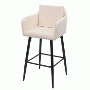 Mendler Tabouret de bar HWC-H93, chaise de bar tabouret de comptoir, repose-pieds en métal ~ similicuir beige crème - beige matière synthétique 74748