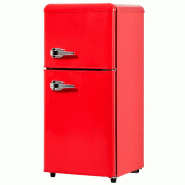 Merax mini réfrigérateur rétro avec congélateur, 60 L, 2 portes, 88.8 cm, compact pour studio, bureau et minibar, LED, 102 kWh/an, blanc crème -