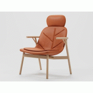 Fauteuil lounge Mogly XL avec accoudoirs et pieds bois massif Fauteuil lounge Mogly XL avec accoudoirs et pieds bois massif