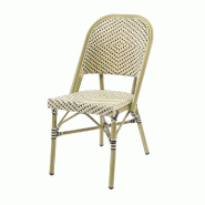 Paris - Chaise de bistrot en rotin synthétique bambou-blanc/noir