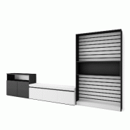 SKRAUT HOME Ensemble Meuble TV, 360x186x35cm, Pour les TV jusqu'à 65", Salon Complet, Blanc et noir - blanc Bois manufacturé 110_385