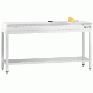 Table inox de découpe avec plan blanc - Profondeur 700 mm | Ggm - 2000_0